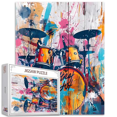 Casse-tête graffiti pour adultes - Puzzle musical coloré de 1 000 pièces - Parfait pour les soirées de jeu - Décoration murale - Cadeau fait à la main...