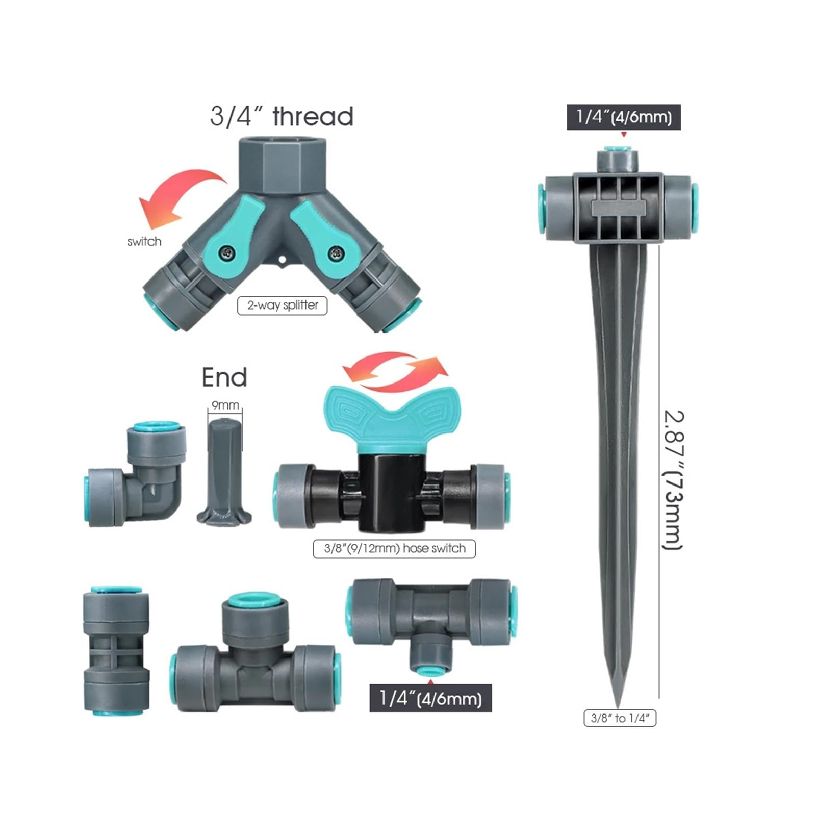 OD-12MM PE PU złączki do rur Quick Push złącza do wody ogrodowej 3/8 ''złączka do węża Adapter zawór kranowy trójnik prosty kolanka(H x5)