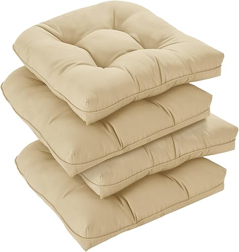downluxe Cojines para sillas de exterior, impermeables, copetudos, rellenos de espuma viscoelástica en forma de U para patio, 19 x 19 x 5 pulgadas,