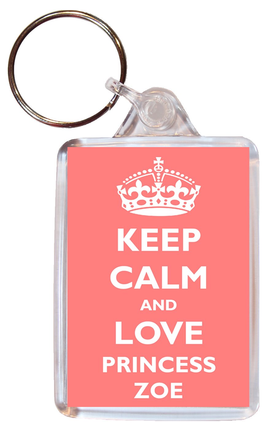 Keep Calm andd Love Princess Zoe - Double Sided Large Keyring Gift/Present Girl/Girls Name Tag Souvenir