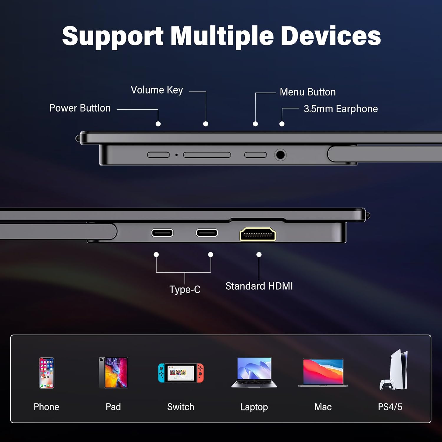 InnoView Portable Monitor 15.6" 4K UHD 3840x2160 | 100% sRGB HDR | Travel Monitor with 2 USB-C & HDMI Ports | Second Screen for Laptop Mac PC Xbox PS5 Switch (Includes Adapter) - Image 5
