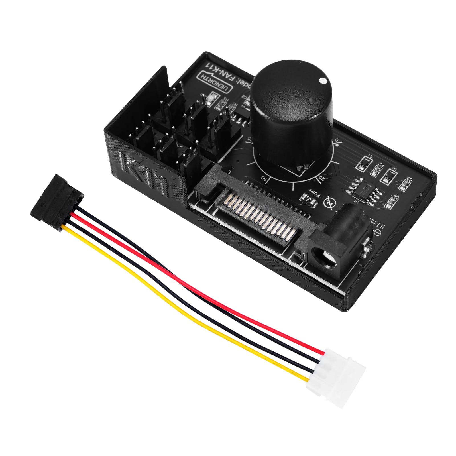Controlador de Ventiladores PWM Binghe PWM Controlador de Ventiladores con Divisor de 1 a 6 12V 4 Pins e Cable, Concentrador de Ventiladores para PC con Conectores de alimentación SATA y DC 5525