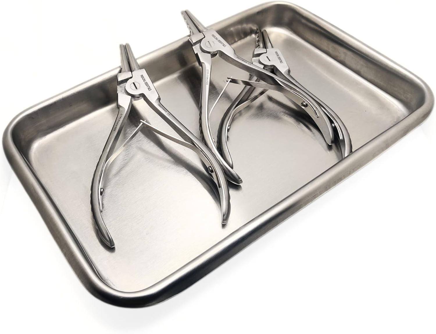 3 Body Piercing Ring Opening Pliers Forceps 7" Surgical Stainless Steel Professional Septum Ear Nipple Belly Nose Tongue Lip Navel Eyebrow + Free Tray
