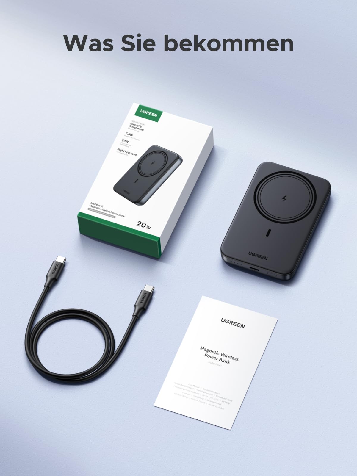 UGREEN Zapix Wireless Powerbank 10000mAh Magnetische Power Bank mit USB-C 20W, kabellose Externe powerbank MagSafe kompatibel mit iPhone 17 Pro Max/17 Pro/16/15 Pro Max/Pro/14/13/12(Schwarz)