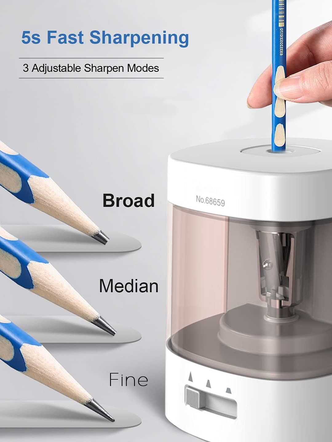 DELI Electric Pencil Sharpener, USB & Battery Operated, 3 Sharpening Settings, Sharpens Fast, Suitable for No.2 Pencils Colored Pencils