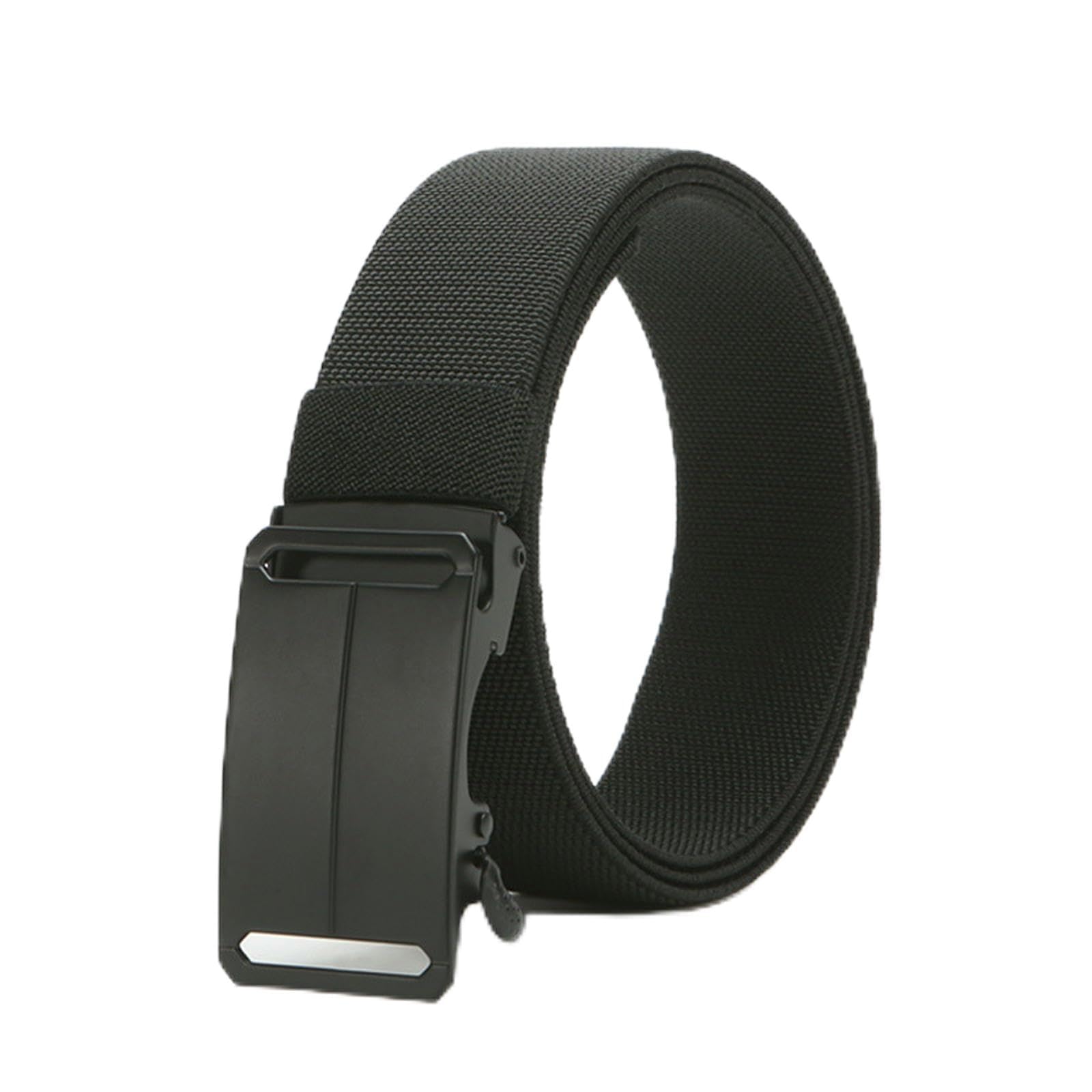 QDLTGBD Belt Men's Outdoor Elastic Tactical Casual Simple Nylon Breathable Adjustable Automatic Buckle Belt-black-120cm