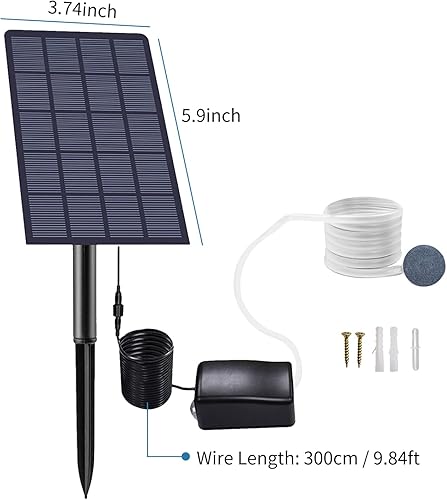 Miniatura 8 de Andoer Oxigenador solar de estanque de 2 W, bomba de oxígeno solar enchufable, oxigenador de peces, aireador de oxígeno para acuario, bomba de aire,