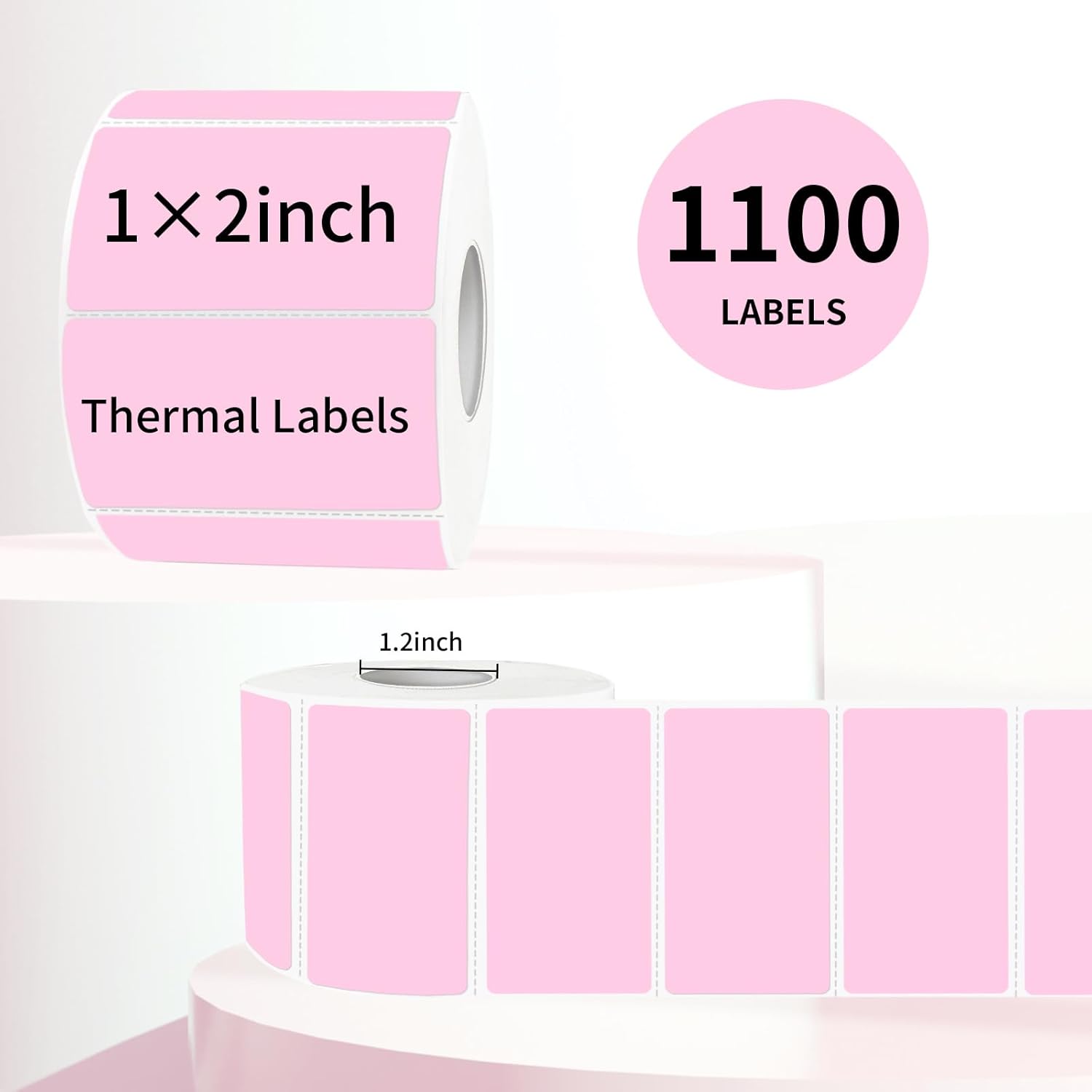 STARLIBOO 2"x1" Thermal Labels Stickers, Pink Self-Adhesive Barcode Label Paper for Direct Thermal Printer, Multi-Purpose Rectangle Address Shipping Mailing Stickers,1100 Sheets/Roll - Image 2
