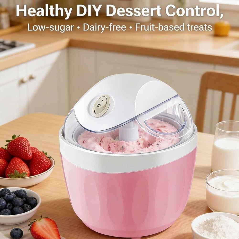 Mini Heladera Doméstica, Máquina Personal Para Hacer Yogur Helado Casero, Gelato Y Sorbete, Mini Heladeras Personales Diy Con Control De Un Solo Toque Para Postres Helados Y Sorbetes. Pink2