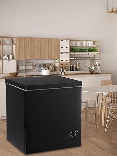 Miniatura 5 de Mini congelador de pecho de 3.5 pies cúbicos, congelador profundo de puerta superior pequeña con 7 temperaturas ajustables y cesta extraíble, ahorro