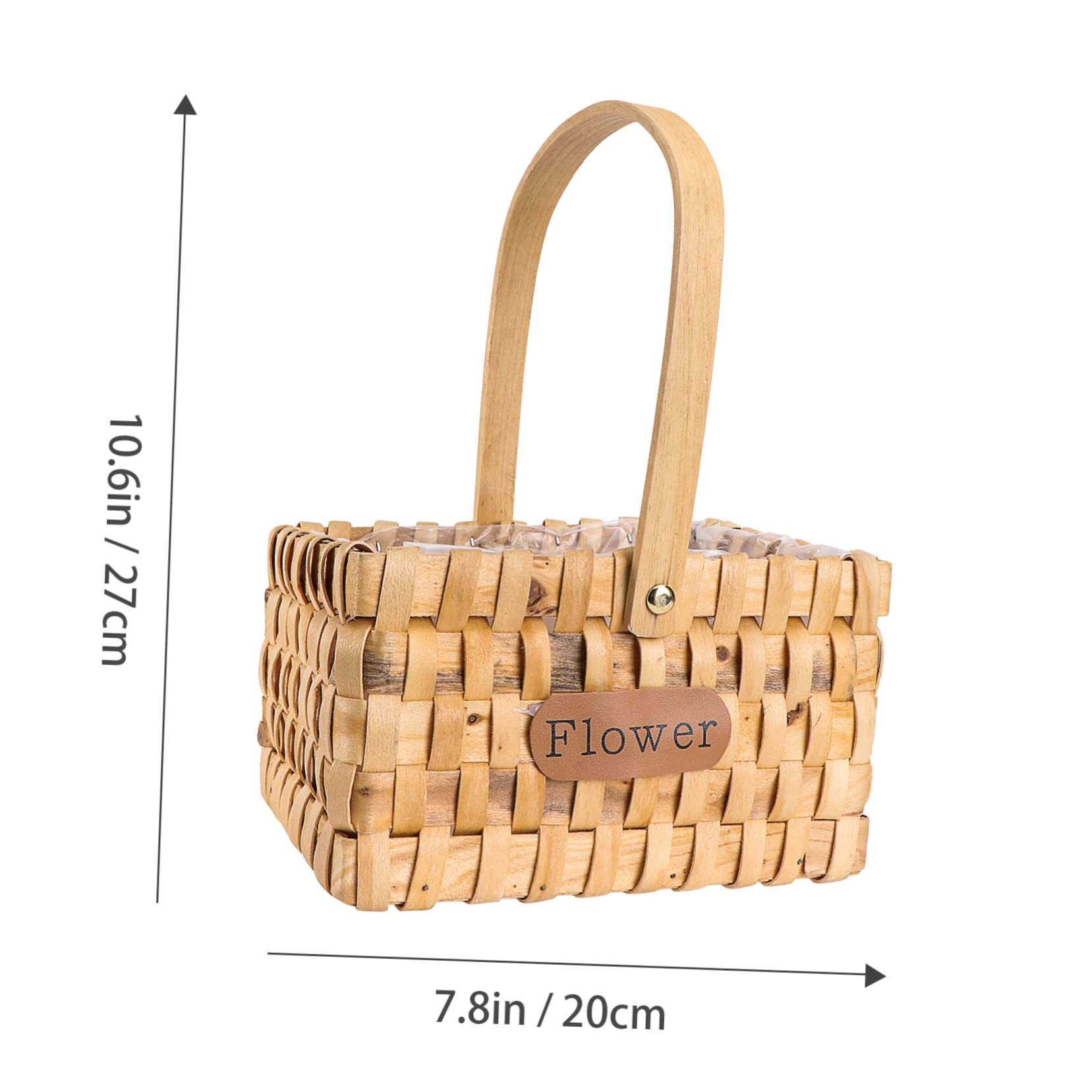 BRIGHTFUFU Handmade Flower Basket Portable Fruit Holder Woven Storage Baskets Pink Odorless Material