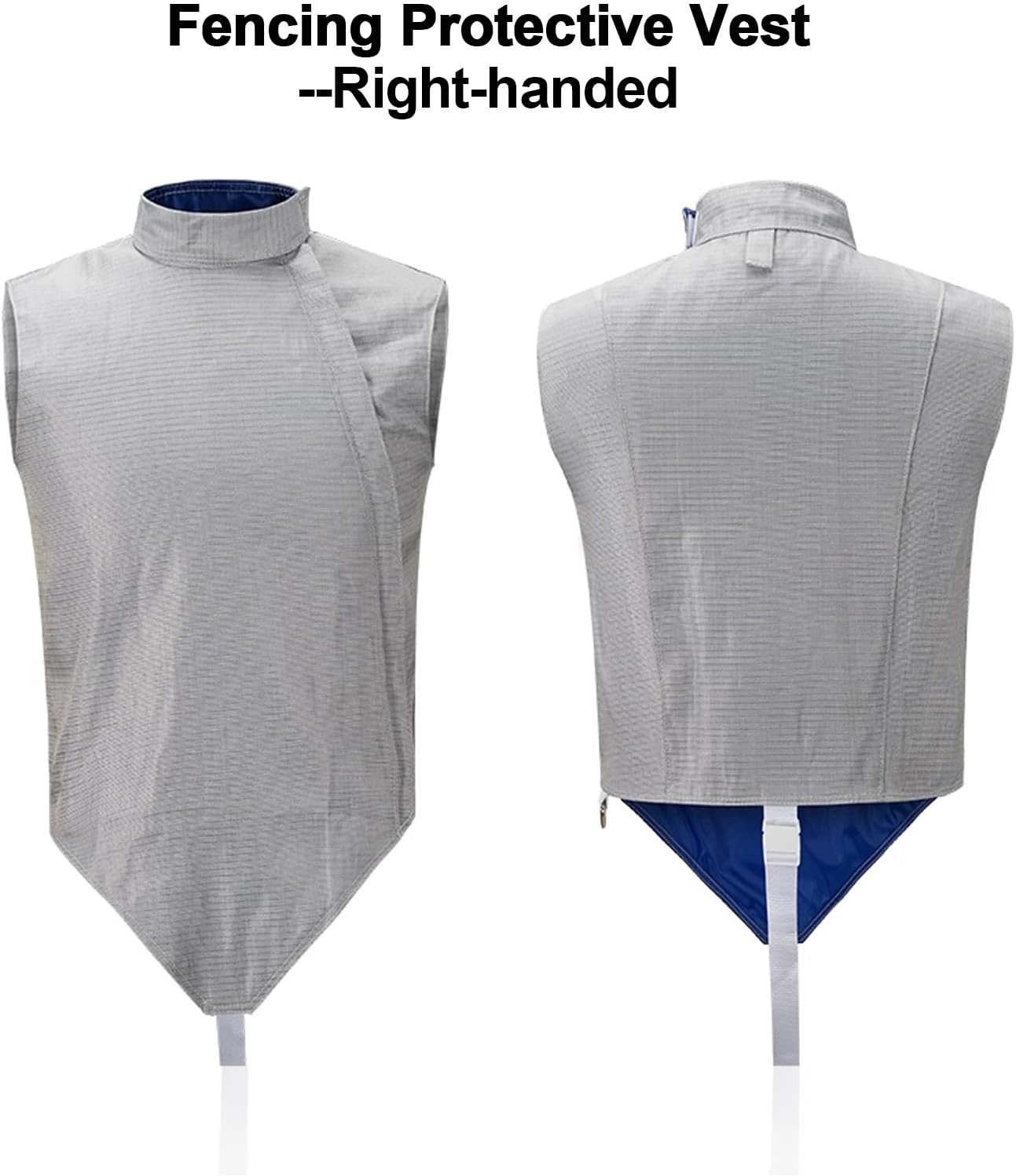 Washable Fencing Metallic Vest, Metal Jacket, Dense Metal Panels, for Right Hand Fencers, Adhesive and Zippered Design