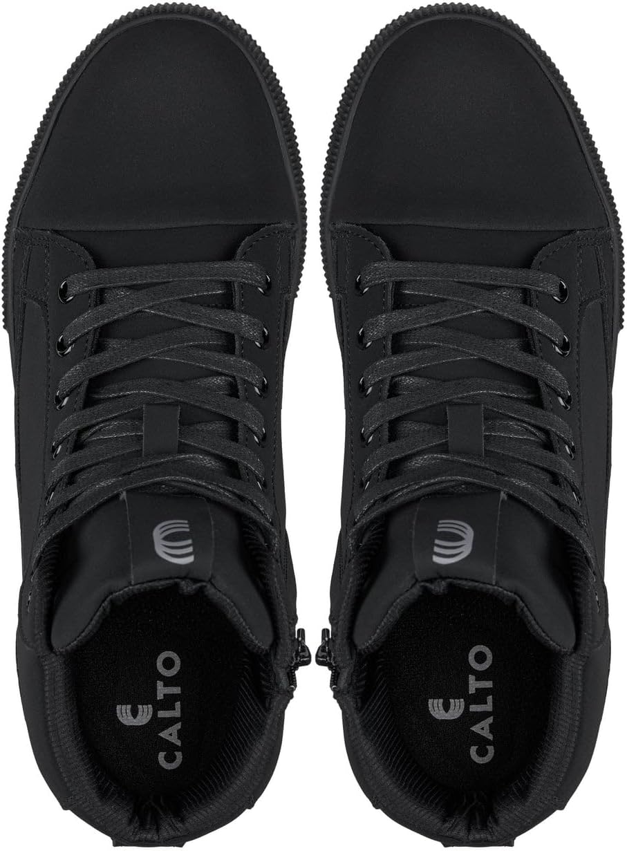 CALTO Men's Invisible Height Increasing Elevator Shoes - Zip-up Cap Toe High Top Sneaker Boots - 2.4 Inches Taller - Image 5