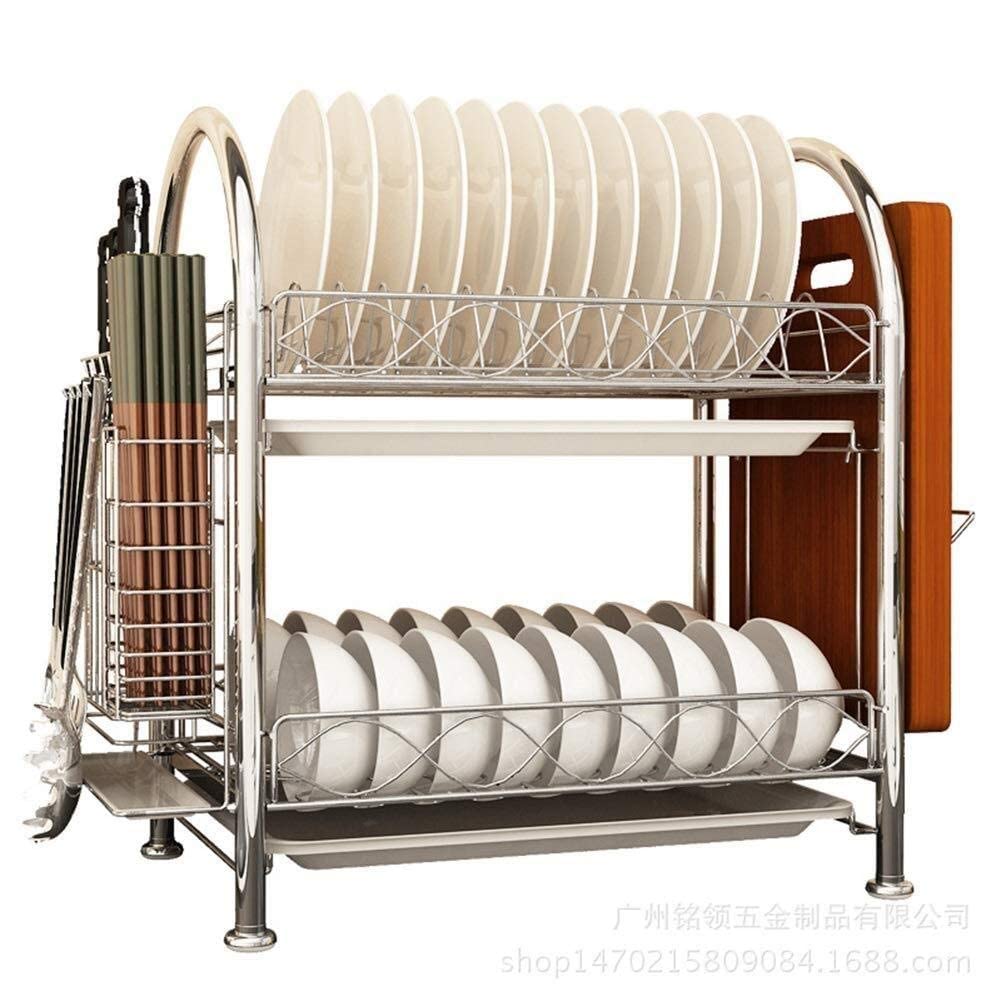 ZQFHSX Dish Drainer, Rack Kitchen Storage Draining Drainer Stainless Steel Sink Drain Bowl