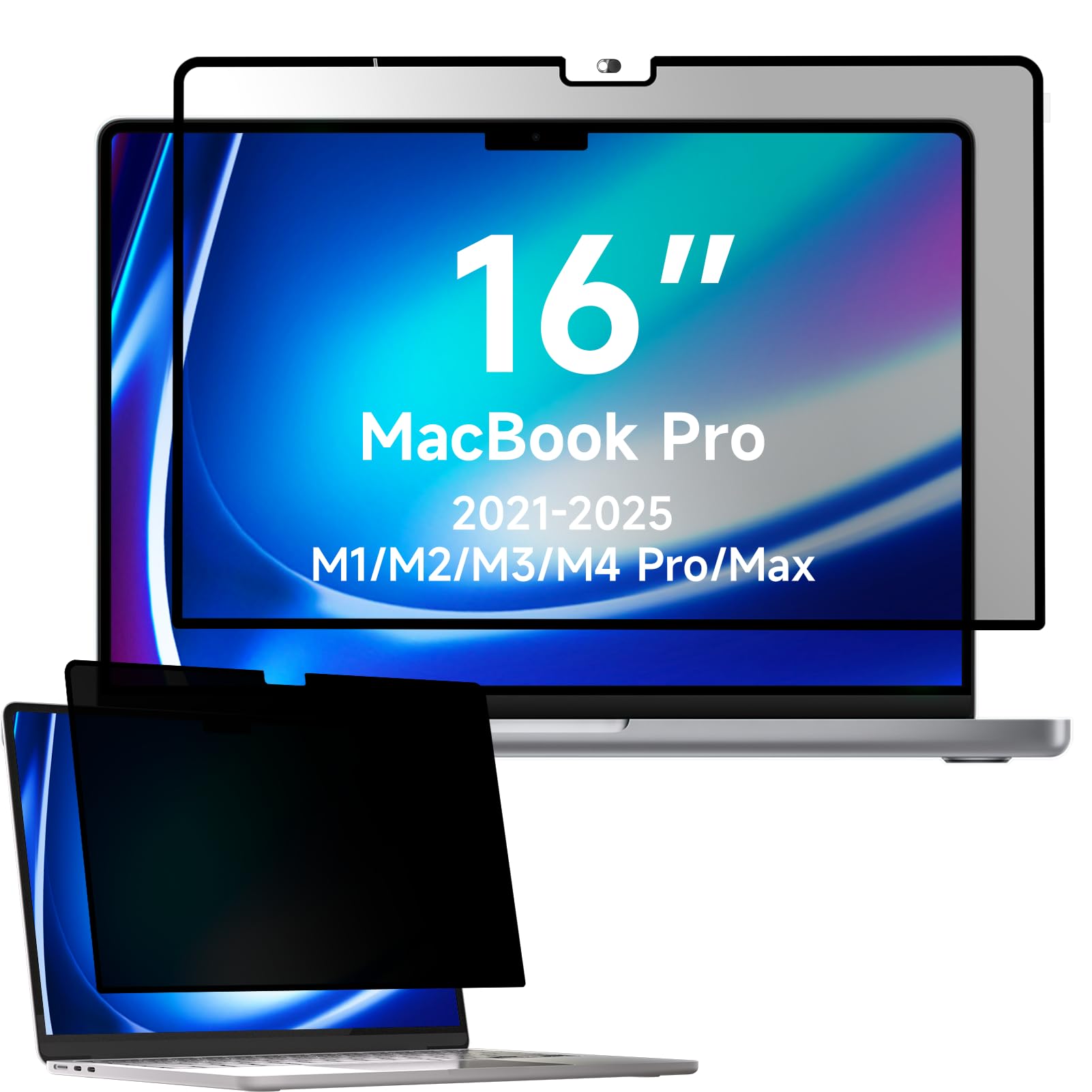 MEGOO Privacy Screen voor MacBook Pro 16 Inch (2021-2024, M1-M4,Pro,Max), Matte Anti-Glare, Blauw Licht Filter, ±30° Anti-Spy View, Magnetisch,- Zakelijke Bescherming