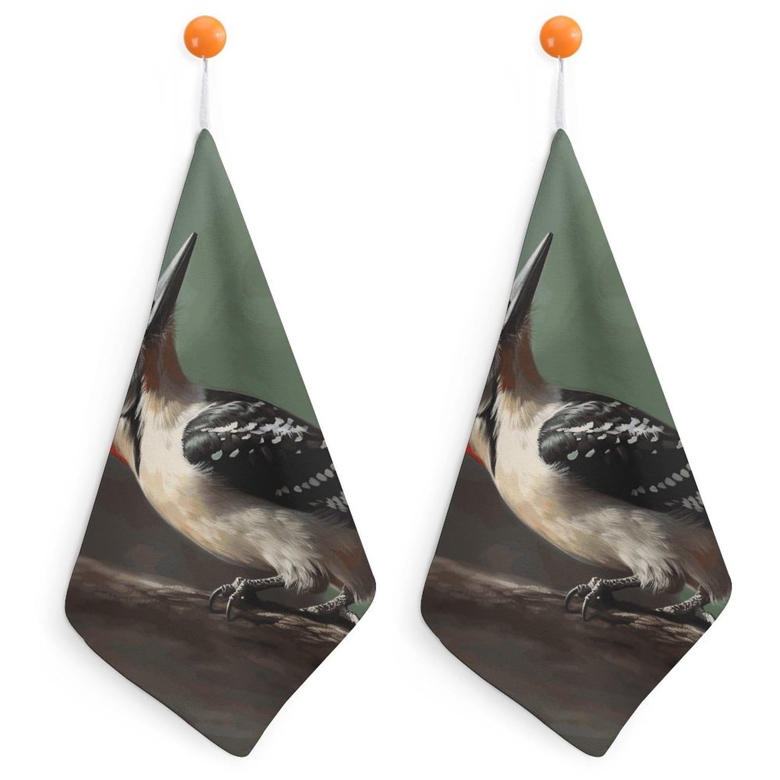 LDGSUPH Woodpecker Hand Towels Fashion Hand Face Towel with Hanging Strap Absorbent Soft Decorative Towel Fade Resistant Cozy Face Cloths for Kitchen Gym Bathroom Towels 2PCS