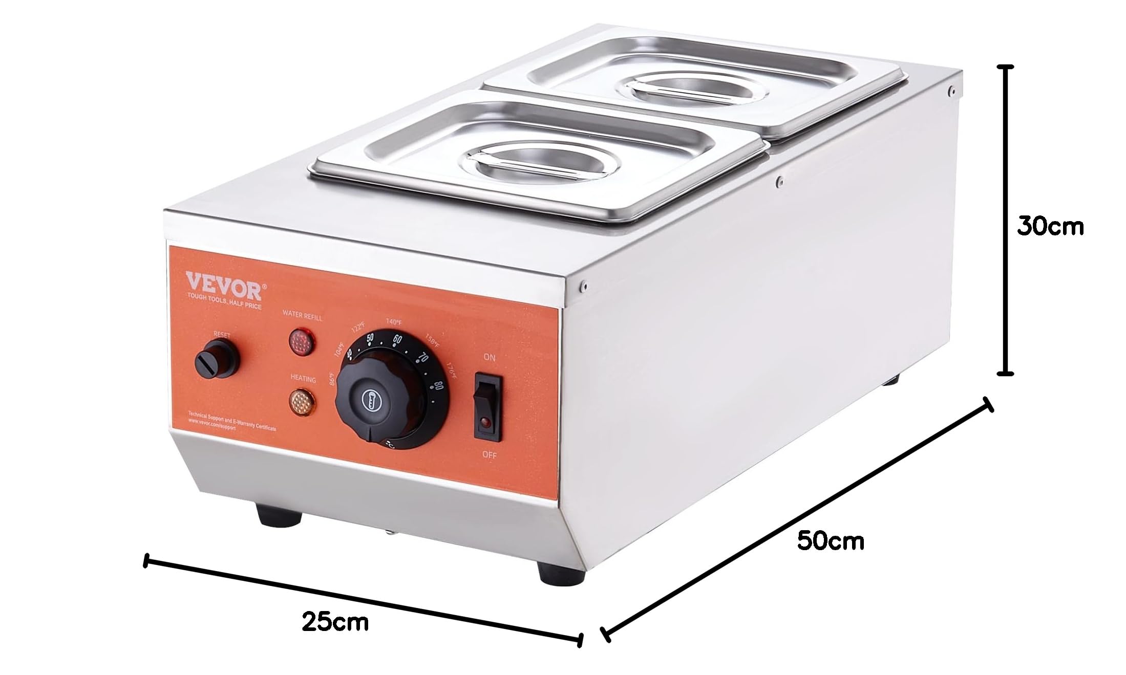VEVOR Macchina per Fusione di Cioccolato in Acciaio Inox Doppia Vasca da 1,5 L, Pentola Elettrica di Fusione del Cioccolato 800W Uso Commerciale per Hotel Albergo, Bagnomaria per Cioccolato 30℃ - 85℃
