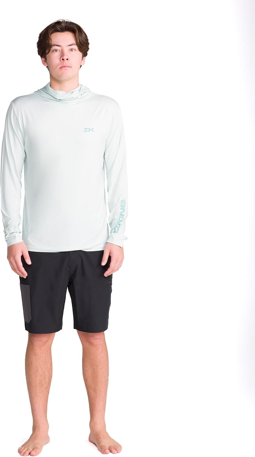 Dakine Men's Hooded Long Sleeve Rashguard – UPF 50+ Protection Swim Top, Quick-Dry Swim Shirt, Grey, Medium