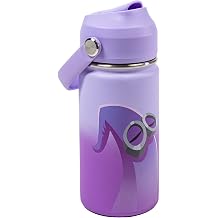 A FOR ADLEY Rainbow Ghost Water Bottles With Flip Top Straw and Lid. 12oz Insulated Stainless Steel Water Bottle With Matching Lid Purple
