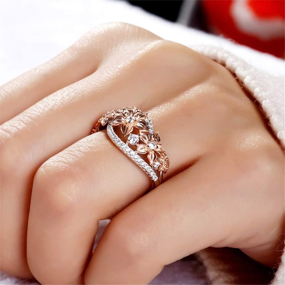 Jeulia Floral Rings for Women 925 Sterling Silver Flower Fashion Band Ring Brilliant Diamond Wedding Engagement Anniversary Promise Ring Jewelry Set