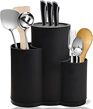 3-in Knife Block Without Knife, Universal Round Knife Block Holder with Utensil Holder, Knife Block Empty Holds 12-inch Knives, Suitable for All Kitchen Knives