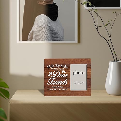 Miniatura 3 de Regalos de amistad para hombres, mujeres y amigos, regalos para amigos, marco de fotos de madera de la amistad para mesa o pared (para fotos de 4 x