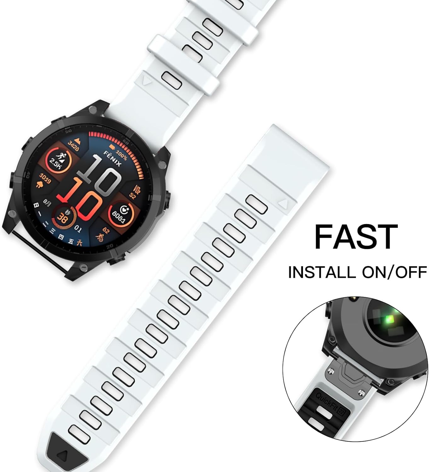 OVERSTEP Watch Bands Compatible with Fenix 8 Solar/Amoled 47mm 22mm Soft Siliocne Strap for Garmin Fenix 5/Fenix 5 Plus/Fenix 6/Fenix 6 Pro/Fenix 7 Smartwatch - Image 3
