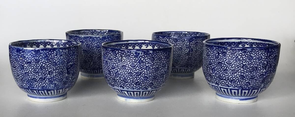 古伊万里 江戸時代 蛸唐草紋 そばちょこ 酒器 5客揃い 美品 【