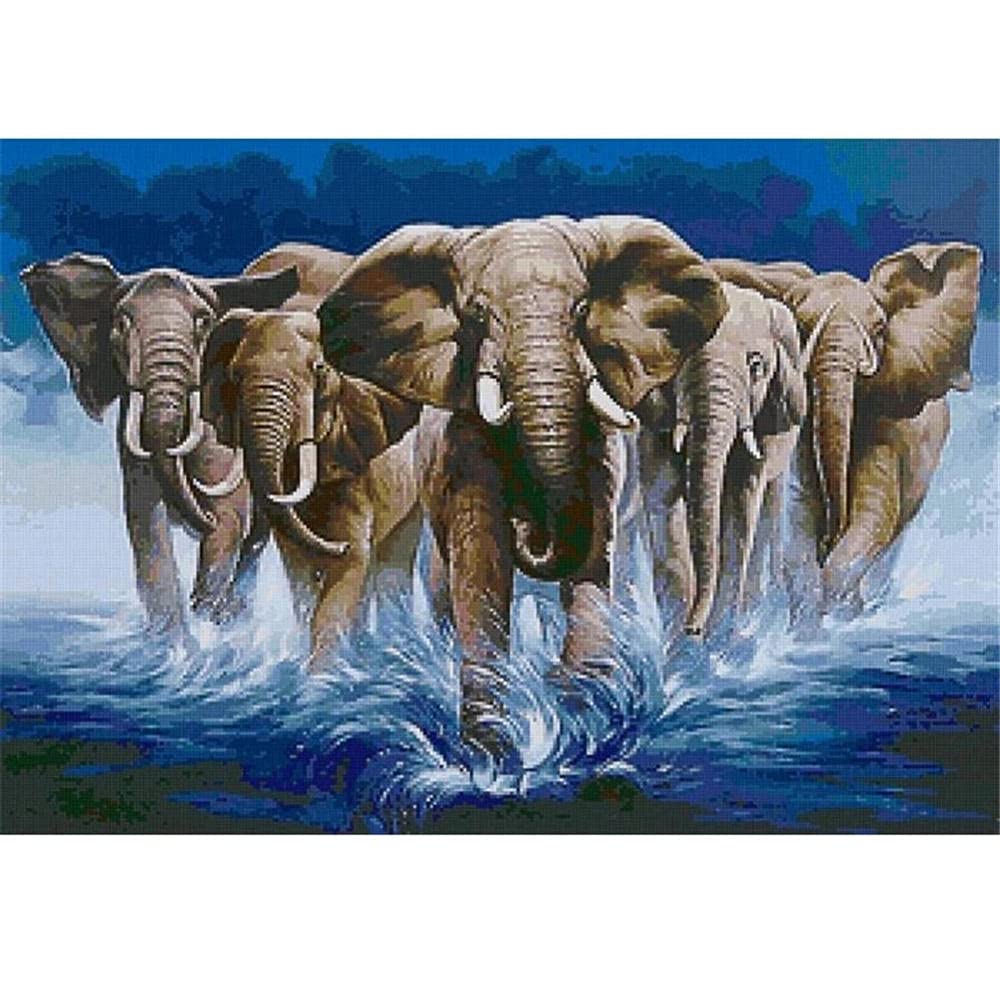 Kit Diamond Painting 5D Fai Da Te: Elefante Colorato 40x80cm - Foratura Completa Con Cristalli E Tela HD