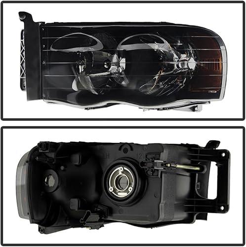 Miniatura 2 de ACANII - Faros delanteros delanteros para Dodge Ram 1500 2500 3500 2002-2005 Black Smoke 2002-2005 para el lado del conductor + del pasajero
