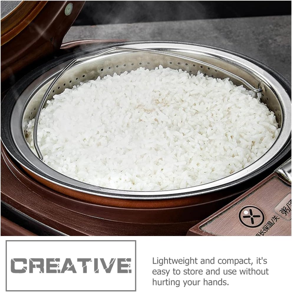 Hemoton Stainless Steel Steamer Basket Metal Steamer Insert Steaming Rack Vegetables Fruit Colander Strainer Food Egg Cooker Pot Dumpling Dim Sum Cookware with Handle 22cm