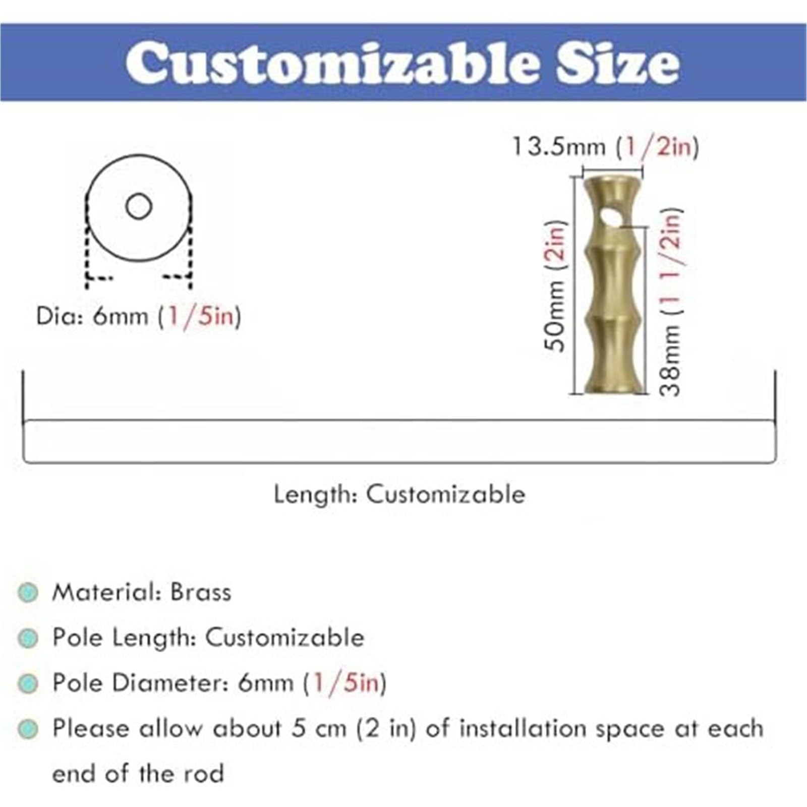 Generisch Stabiles Metallregalschienen-Set, 28-14 Zoll (ca. 71-36 cm) Lange, goldene Haltestangen, 8 mm Rundrohr, für Bücherregale, Schuhregale und Schränke, einfache Montage, 10er-Pack, 18 Zoll (ca.