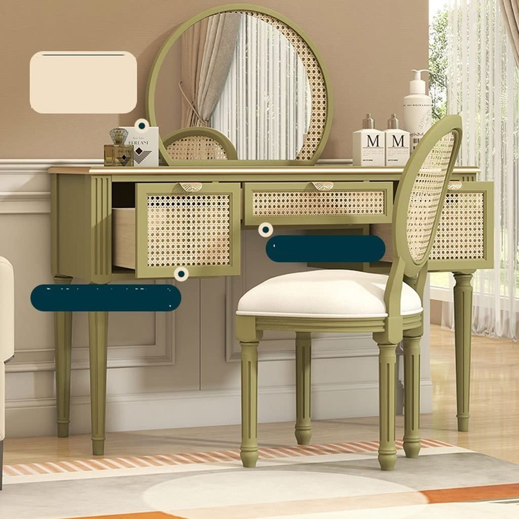 Amazon｜ラタンドレッサー 大きな鏡付きの大きな収納化粧台 3