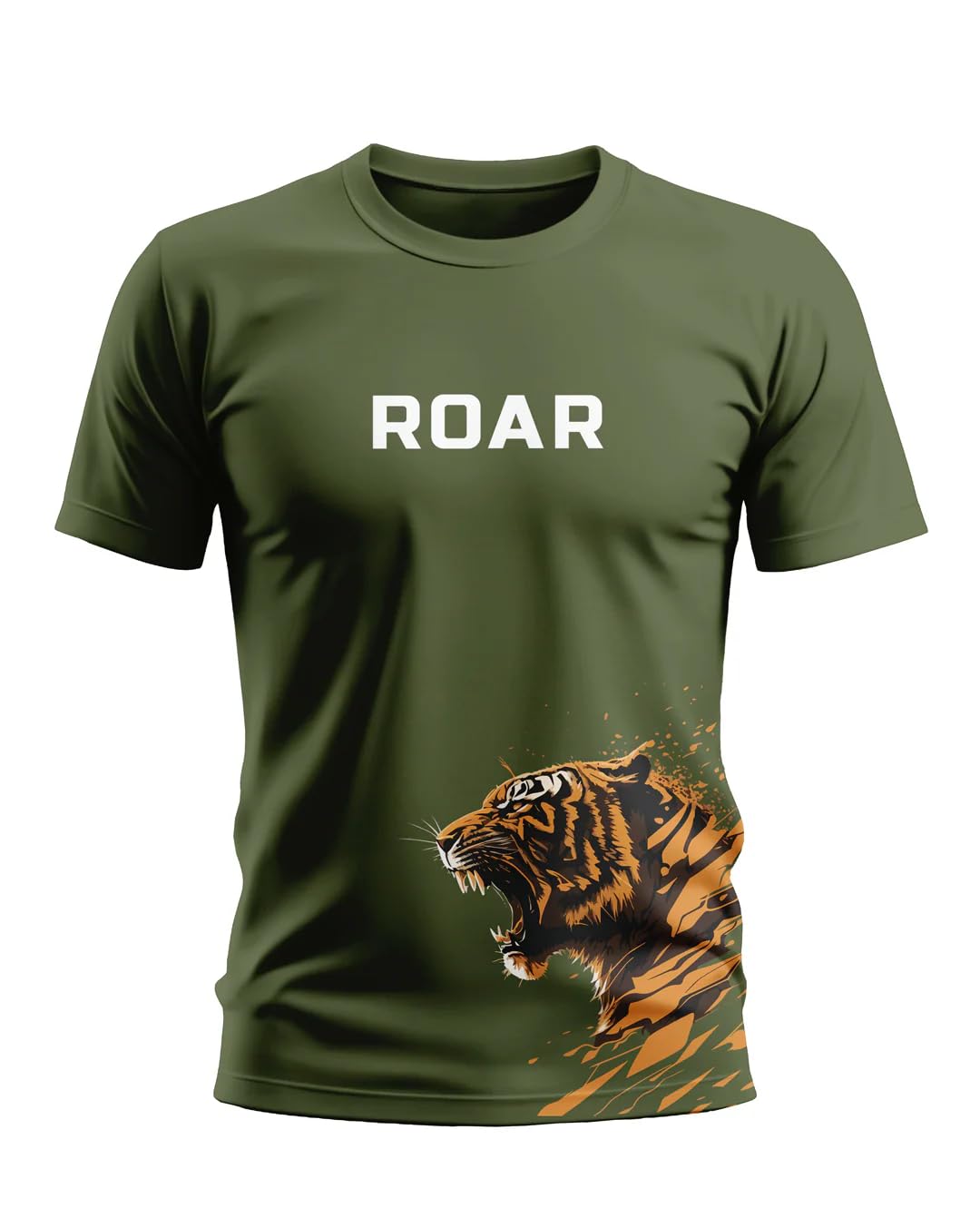 Men's Cotton Roar Tiger Print T-Shirt | Stylish Graphic Tee | Adventure & Wildlife Inspired Casual Wear | Regular Fit Round Neck-image-17