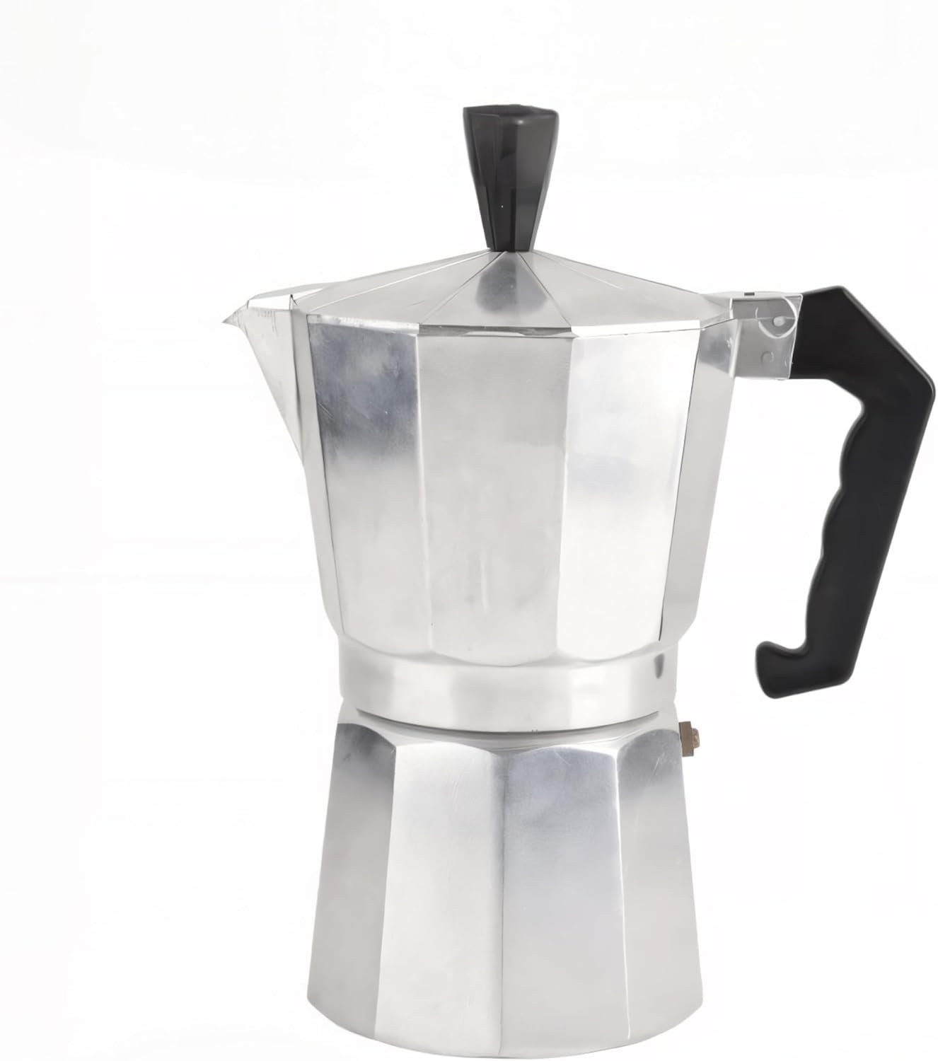 Stovetop Espresso Maker with Artistic Designs for Rich Moka Coffee, Aluminum Octagonal Brewer for Gas or Electric Stovetops (Black and Red)