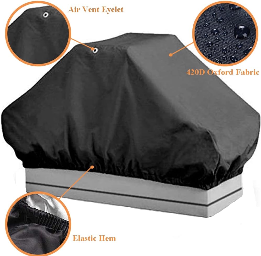 Boat Lounge Seat Cover Waterproof Dustproof Folding Back to Back Deluxe Series Bucket Style Lounge Boat Seats Cover Protector Patio Outdoor Boat Seat Covers (NOT Included Boat Seats) (Black)