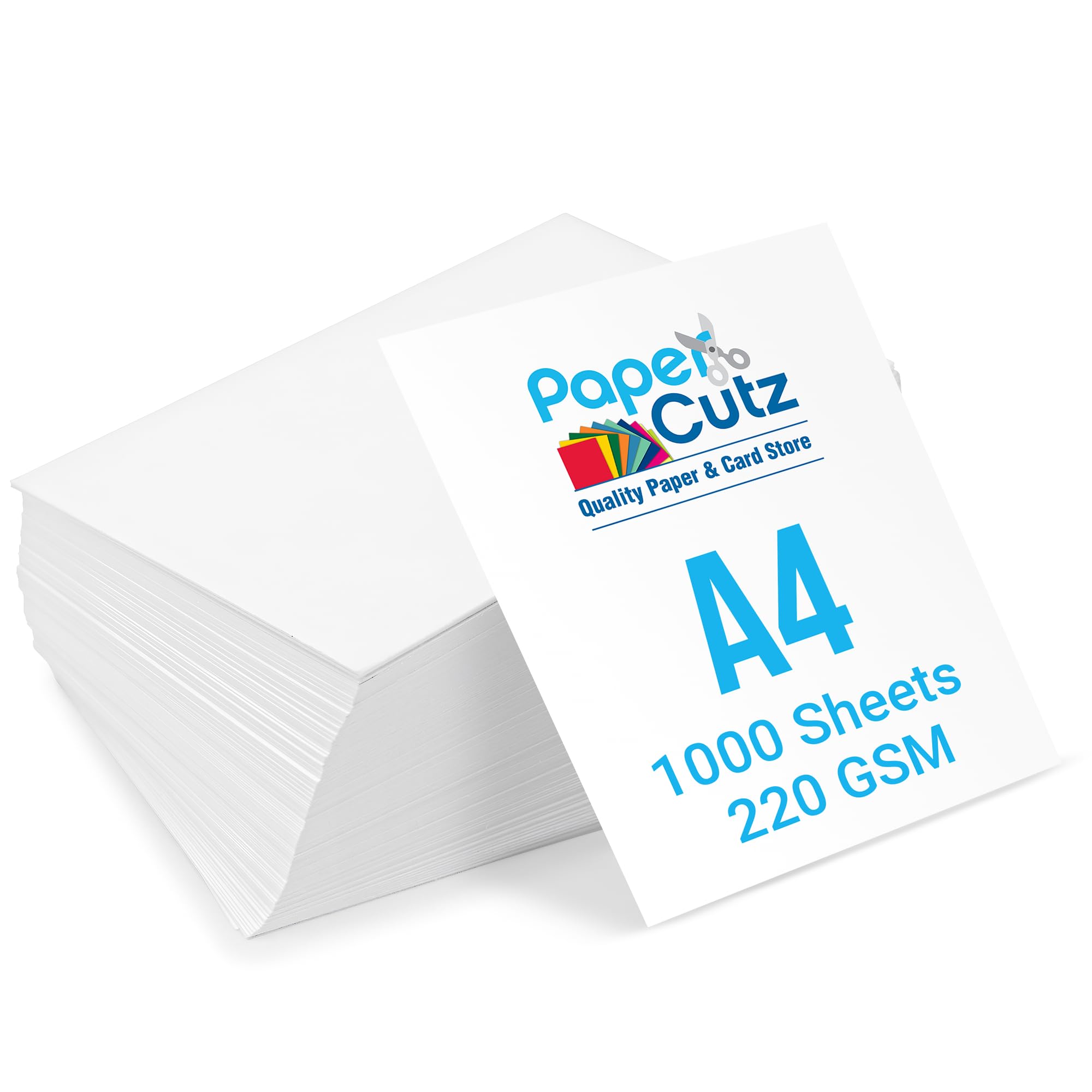 Papercutz A4 White Card Sheets (220 GSM) (1000 Sheets), Smooth Double-Sided Matt Finish Printing Paper, Home & Craft Projects, Durable, Suitable with All Inkjet and Laser Printers