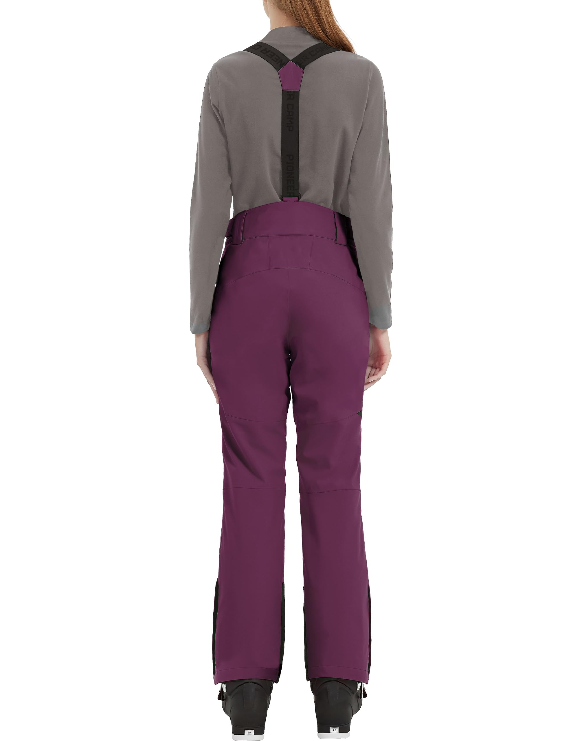 Pioneer Camp Pantaloni da Sci da Donna Cuciture Nastrate Impermeabili Ghette da Neve Integrate Ginocchio Articolato Bretelle Staccabili Regolabili Pantaloni Softshell Invernali da Esterno