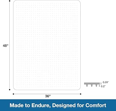 Chair Mat for Carpet, 36 x 48 Desk Chair Mat for Carpeted Floors, Non-Slip Office Vinyl Mat for Carpet with Studded, Easy Glide Heavy Duty Floor Protector Mat for Home Office, Clear