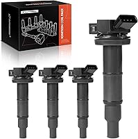 A-Premium 4-Pack Ignition Coils for Toyota Corolla 2009-2010, Camry 2002-2011, RAV4 2001-2008, Highlander 2.4L 2.0L - OE Direct Fit