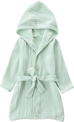 Bata de baño de algodón orgánico, suave y transpirable, toalla con capucha para niños y niñas