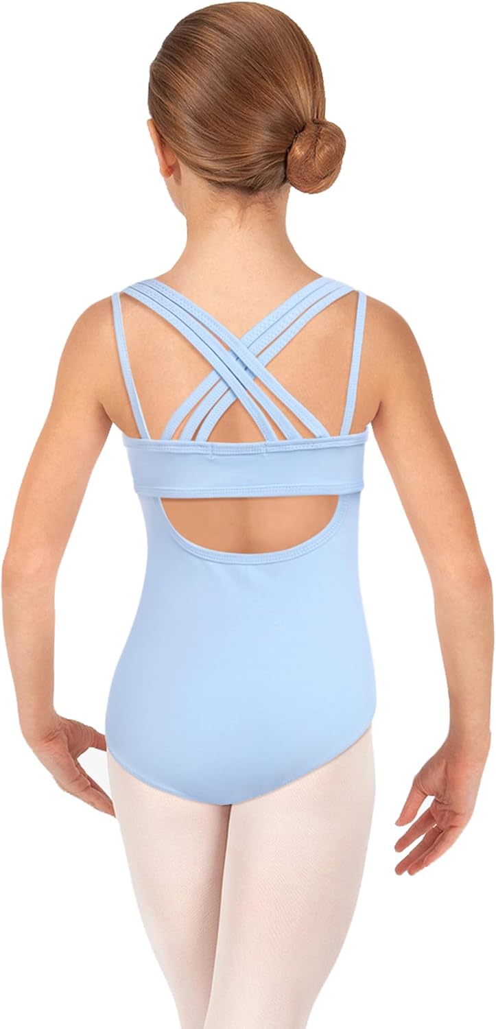 Zaclotre Ballet Leotard for Girls Crisscross Straps Gymnastic Outfits Hollow Back Dance Leotards Blue 12-13 Years