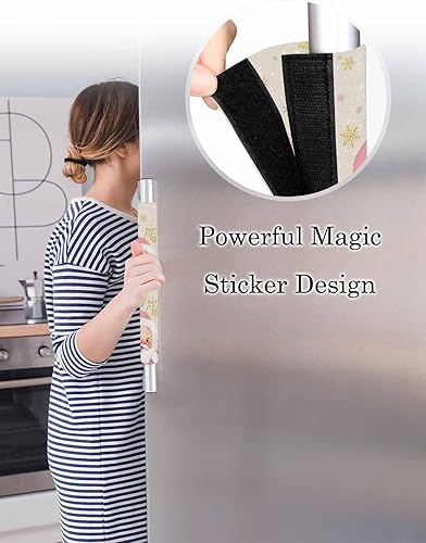 Miniatura 3 de Juego de 2 fundas para manijas de puerta de refrigerador con texto en inglés Merry Christmas para lavavajillas, microondas, horno, nevera, estufa,