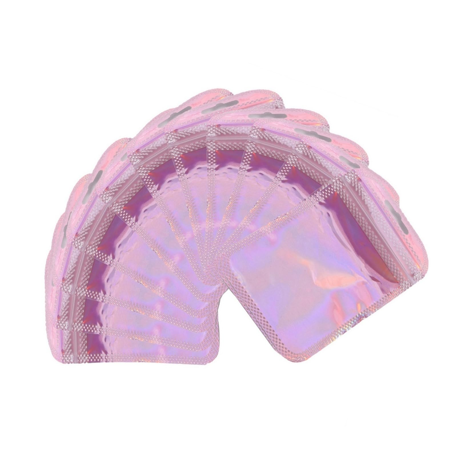 Meoliny 50Pcs Holographic Packaging Bags Sealable Ziplock Baggies for Eyelash,Cosmetic,Phone Case,Jewelry,Pen,Necklaces, Rings, Etc(Pink 6.5 * 10cm-50pcs)