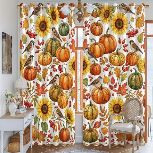 Rideaux occultants automne orange citrouille pour un salon convivial - 3