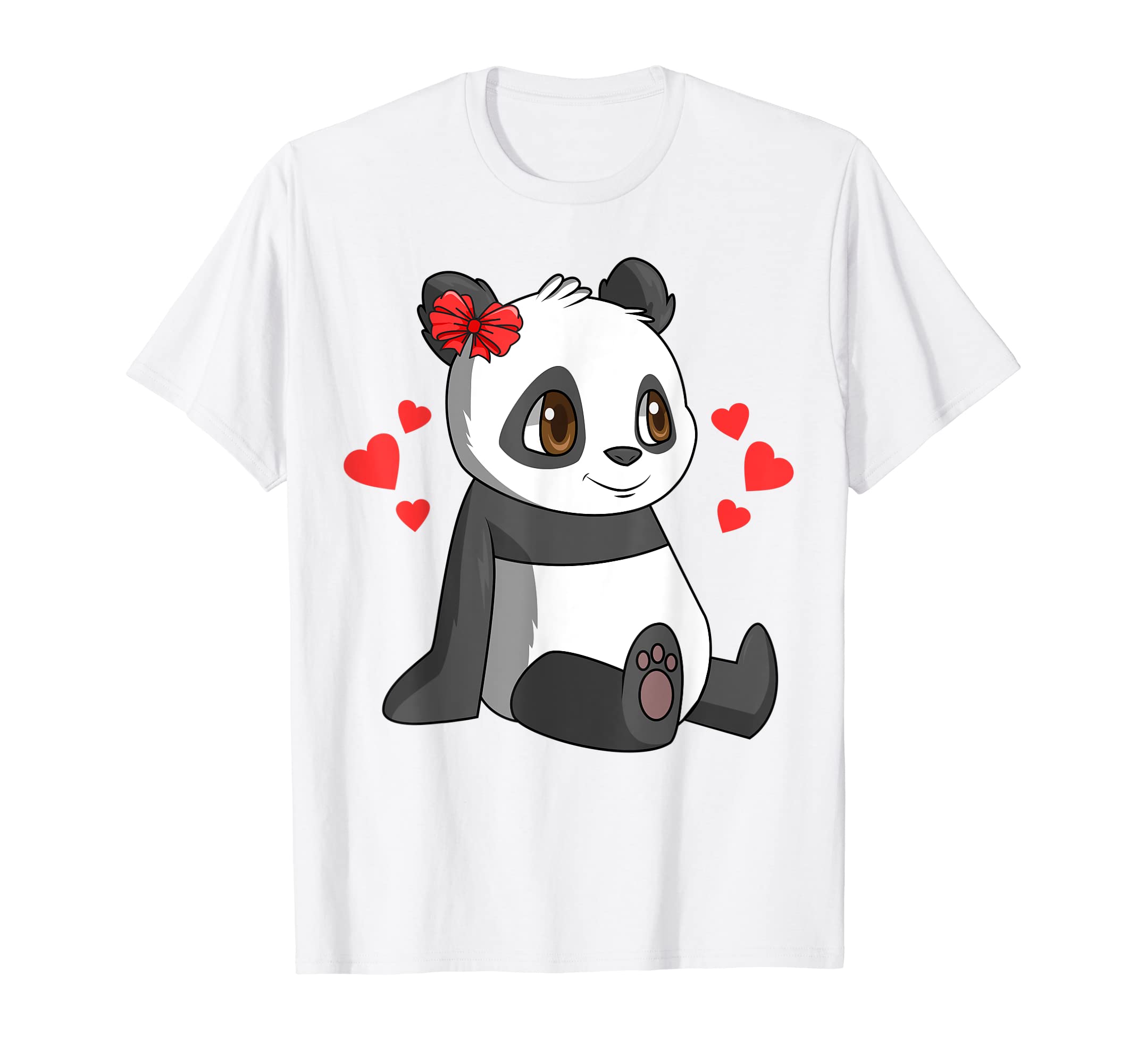 Valentines Day Panda Hearts Rainbow Girls Toddlers Teacher T-Shirt