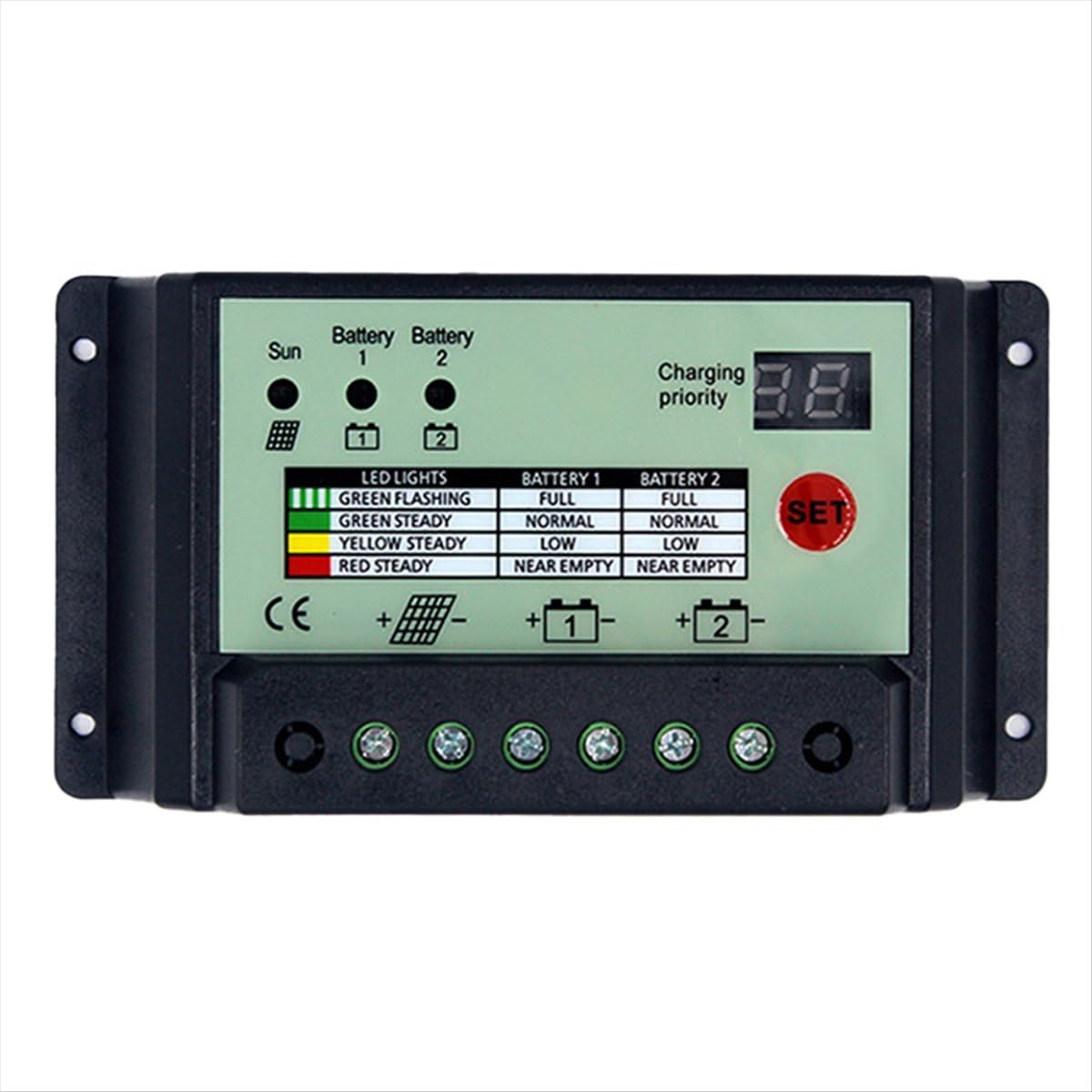 Podwójny regulator ładowania solarnego PWM 12 V 24 V baterie systemowe regulator panelu zasilania ładowarka (30 A)