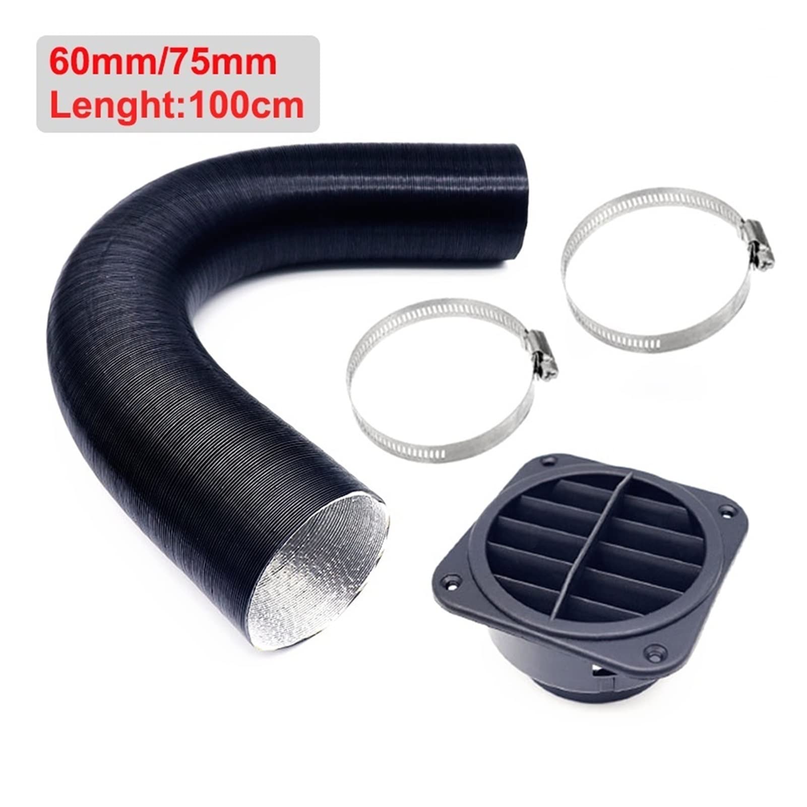 Kit Conduit Chauffage Diesel - Y 60 Mm, Tuyaux, Sorties, Colliers - Pour Webasto, Eberspacher, Propex - Aluminium Et Plastique - 2