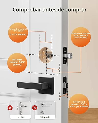 Miniatura 8 de Philips Cerradura inteligente con asas, juego de cerradura de puerta de entrada sin llave, cerradura de puerta inteligente con 2 asas de nivel,