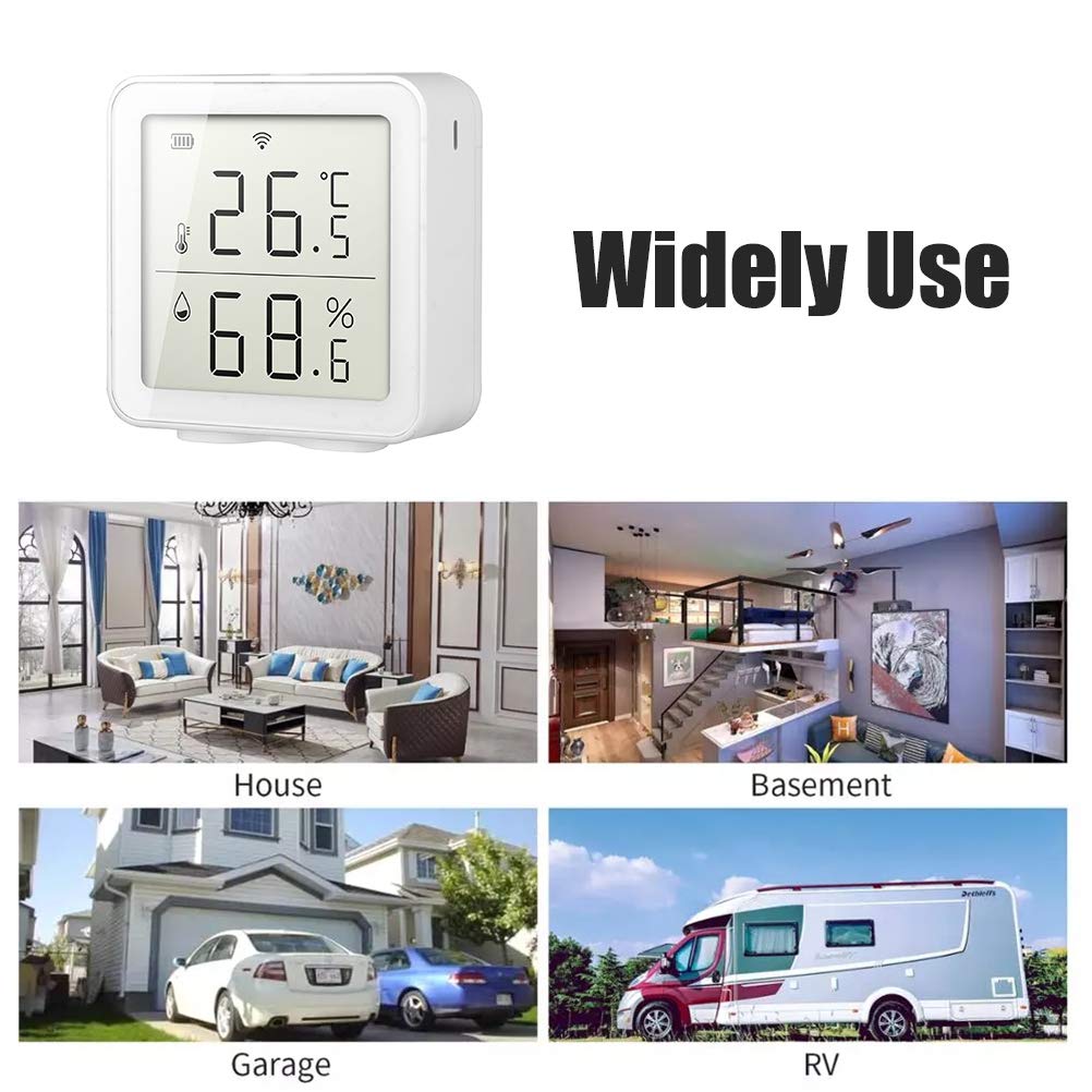 JTLB Thermomètre Außenthermometer, 10 * 9 * 5 Capteur d'humidité WiFi Intelligent Hygromètre Thermomètre Intérieur Extérieur Affichage LCD Numérique Moniteur d'humidité de la